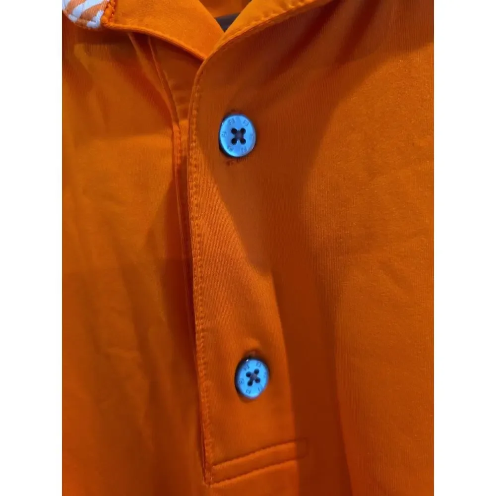FootJoy Mens Orange Performance Golf Polo Shirt Short Sleeve‎ Size 2XL FJ Logo